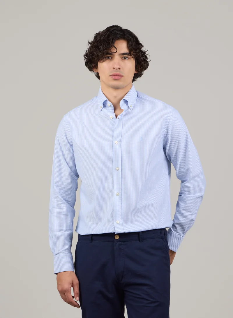 جاست نيتشر قميص أكسفورد مخطط بقصة ضيقة